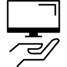 Hand showing a monitor of tv or computer