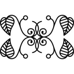 Floral design of thin branches symmetry with leaves