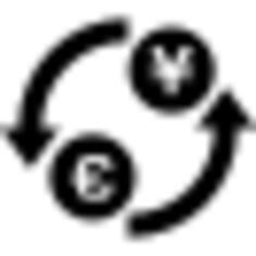 Dollar yen money exchange symbol with arrows circle