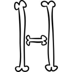 Halloween bones typography outline of letter H