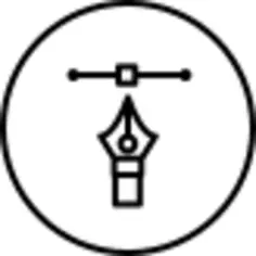 Calligraphy pen tip pointing to connector