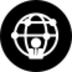 Person in front of the world grid inside a circle
