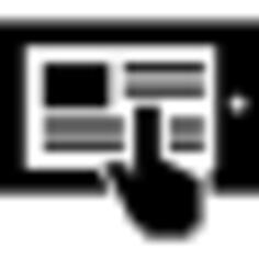 Touching ipad screen with educative information