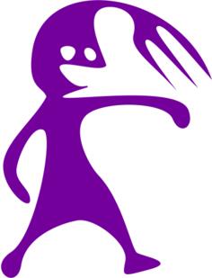 Purple comic figure