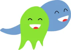 Two smiling ghosts