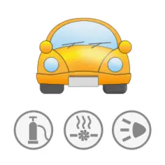 Yellow car with symbolic signs