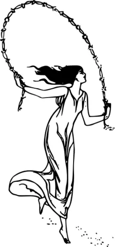 Girl dancing over rope