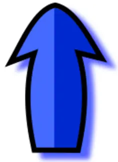 Outlined blue arrow