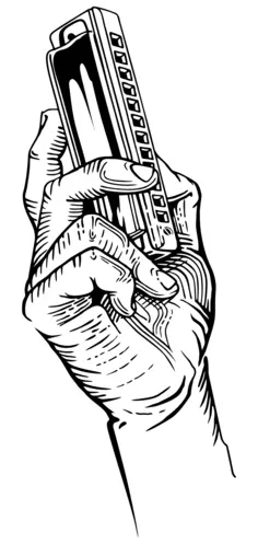 Hand holding harmonica