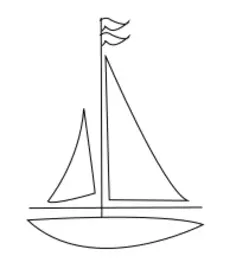 Line vector graphics of sailboat