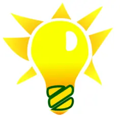 Vector drawing of green energy glowing bulb