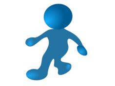Blue character walking vector drawing