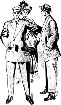 Vector clip art of two men and a lady in suits