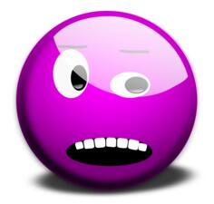 Vector image of purple scared smiley