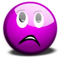 Vector clip art of purple anxious smiley