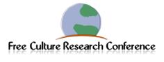 Line art vector drawing of Free Culture Research Conference emblem