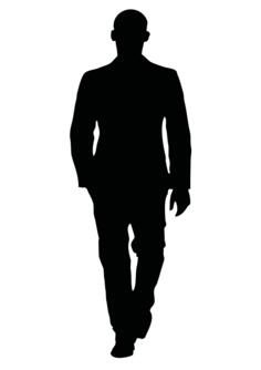 Bald man walking in a suit silhouette vector image