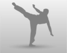 Vector drawing of karate man with leg up