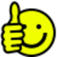 Vector drawing of thumbs/up smiley face