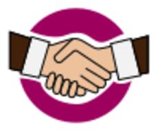Vector image of purple colored handshake icon