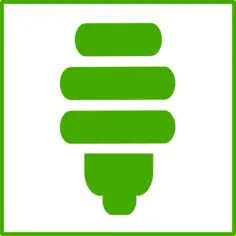 Vector drawing of eco green light bulb icon with thin border