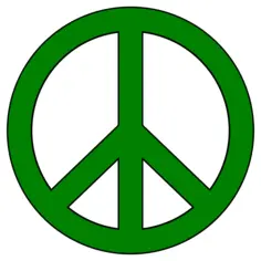 Vector graphics of green peace symbol with black border