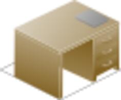 Vector clip art of isometric desk left front view with book