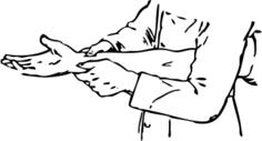 Vector clip art of finger compression to stop bleeding