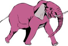 Pink elephant walking vector illustration