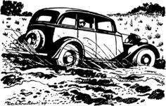 Vector image of car in desert