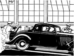 Vector illustration of final car on assembly line