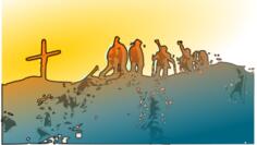 Vector image of climbers on summit