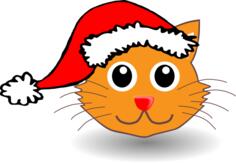 Cat with Santa Claus hat vectopr